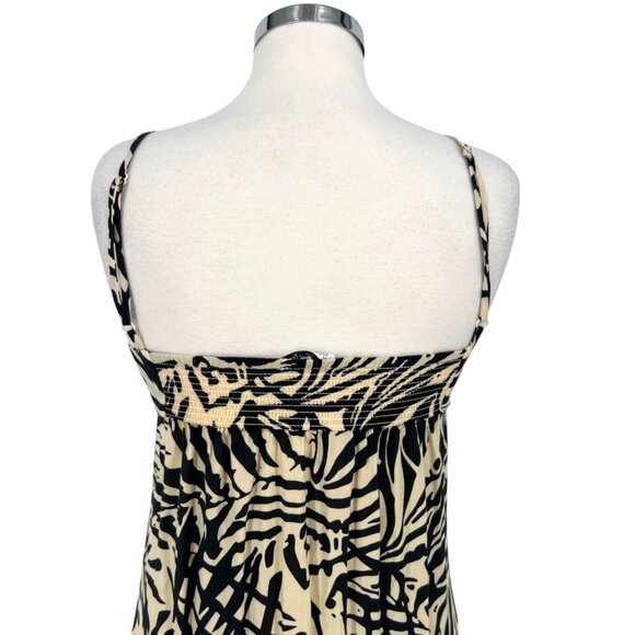Patrons Of Peace Tropical Leaf Print V-Neck Sundress Ivory Black Size XS - Picture 7 of 12
